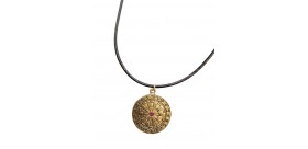 Collar cuero diana baño oro